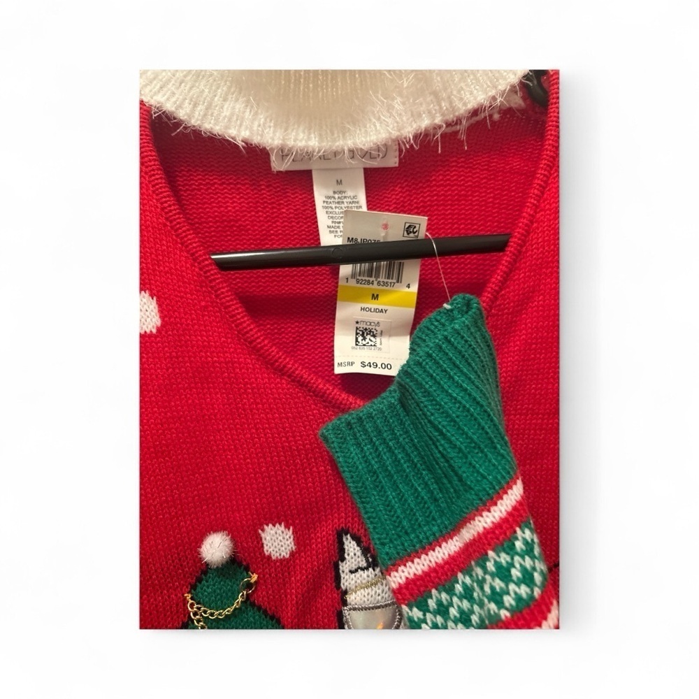 Women's Holiday Christmas Ugly Sweater Silver Gold - Picture 3 of 3